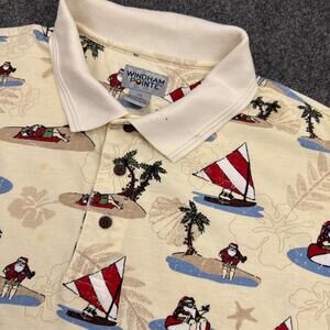 Windham Pointe Christmas Santa Golf Polo Shirt Mens Size XL All over Print